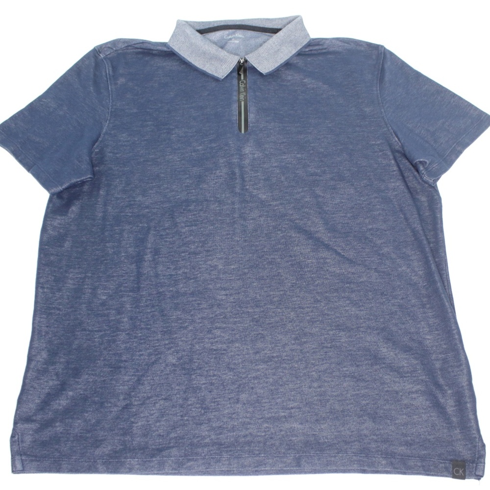 Calvin Klein Steel Gray Spell Out Polo Shirt EUC